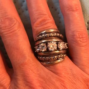 Sterling silver and cubic zirconia ring